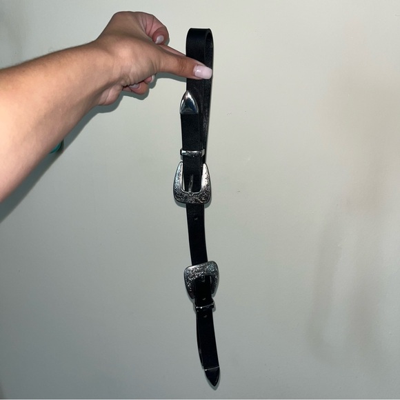 Western Black Belt with Silver Buckles - Picture 1 of 4